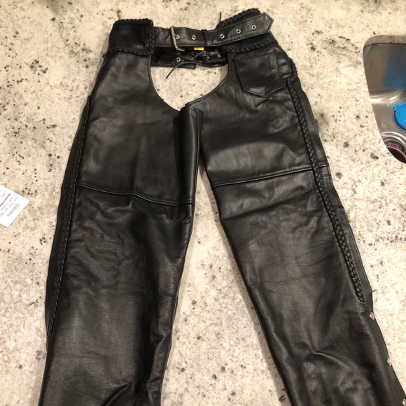 Leather motorcycle chaps